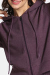 Rosaline Waffle Knit Cotton Crop Length Hoodie - Italian Plum — thumbnail 6